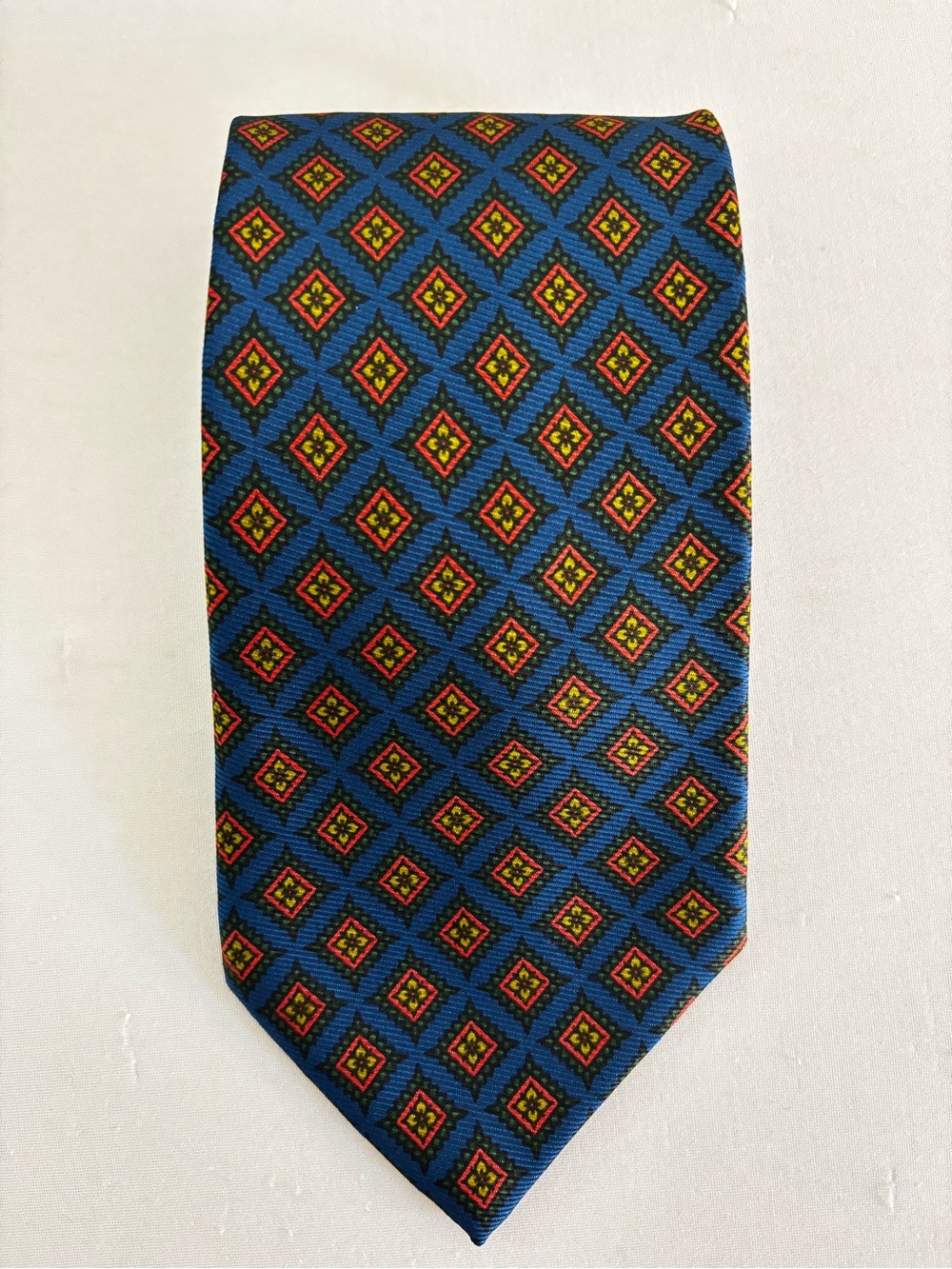 Polo Ralph Lauren Hand Finished Geometric Blue Red Green Mens Necktie